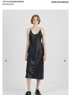 NWT T by Alexander Wang Black Silk Slip Midi Dress